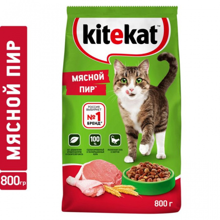 800Г СУХОЙ КОРМ KITEKAT Д/К МЯСНОЙ ПИР  544109 - КОЛОРЛОН ВТД Новосибирск