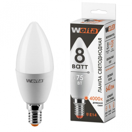 8W Led WOLTA LX C37 Е14 4000К Лампа - КОЛОРЛОН ВТД Новосибирск
