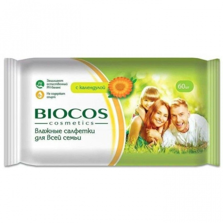 ***Влажные универсальные салфетки BioCos для всей семьи, уп.60 - КОЛОРЛОН ВТД Новосибирск