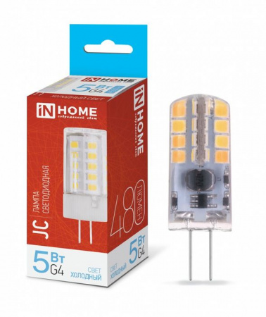 Лампа сд LED-JC 5Вт 12В G4 6500К 480Лм IN HOME - КОЛОРЛОН ВТД Новосибирск