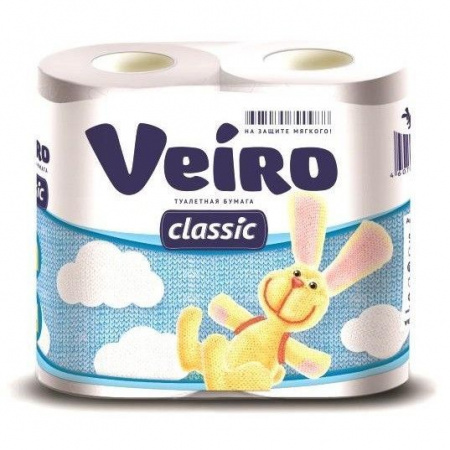 Veiro classic Белая (4шт) 2 слоя Туалетная бумага - КОЛОРЛОН ВТД Новосибирск