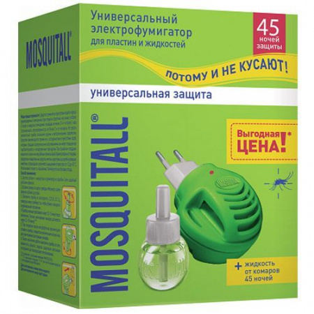 Mosquitall  комплект фумигатор+жидкость Универсальная защита б/зап 45ноч - КОЛОРЛОН ВТД Новосибирск