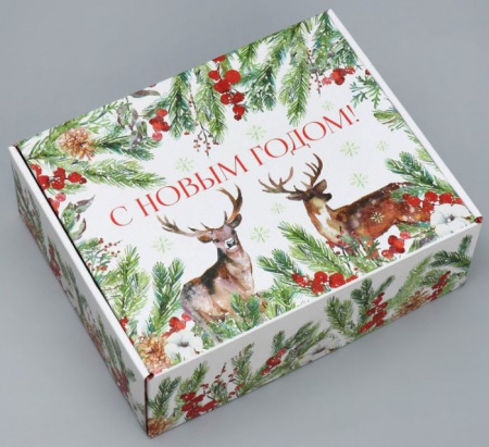 Коробка складная «Новогодняя акварель», 27 × 21 × 9 см   9786540 - КОЛОРЛОН ВТД Новосибирск