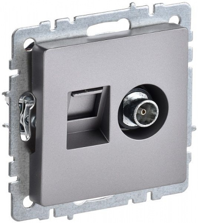IEK BRITE Розетка ТВ+ПК Cat5e сталь - КОЛОРЛОН ВТД Новосибирск