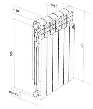 Радиатор алюм Royal Thermo Revolution A 500 -8 секц - КОЛОРЛОН ВТД Новосибирск