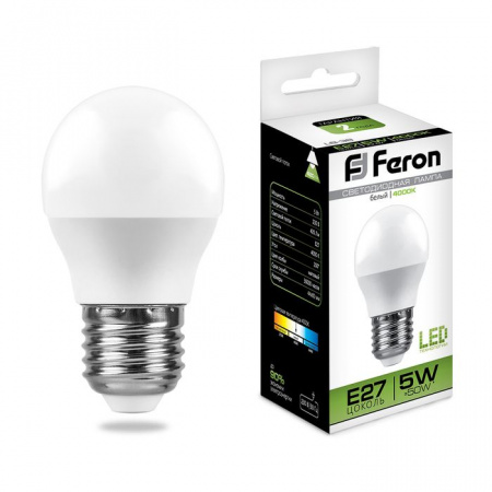5W Led Feron 25405 E27 4000K G45 Лампа - КОЛОРЛОН ВТД Новосибирск