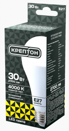 30W Лампа КРЕПТОН LED A65 30W E27 4000K - КОЛОРЛОН ВТД Новосибирск