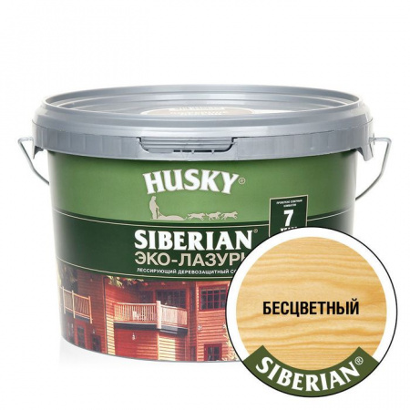 HUSKY SIBERIAN «Эко-Лазурь для дерева» полуматовая бесцветная (2,5л) - КОЛОРЛОН ВТД Новосибирск