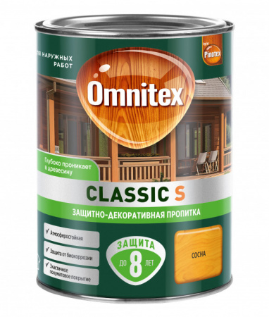 Защитно-декоративная пропитка Omnitex Classic S Сосна 0,9л - КОЛОРЛОН ВТД Новосибирск