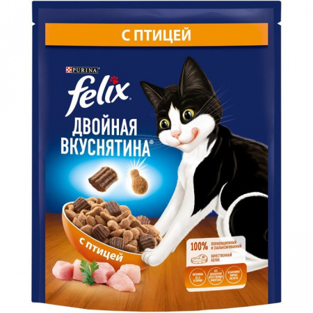 200Г КОРМ FELIX ДВОЙНАЯ ВКУСНЯТИНА С ПТИЦЕЙ - КОЛОРЛОН ВТД Новосибирск