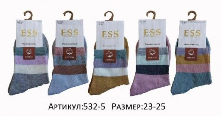Китай (ESS) 5025-5 Женские носки хлопковые средний паголенок лапша ассорти раз. 23-25 - КОЛОРЛОН ВТД Новосибирск