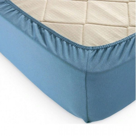 Простыня на резинке 200*200*20 трикотаж (пл.120) (голубая ель) - КОЛОРЛОН ВТД Новосибирск