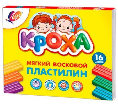 Пластилин 16цв.,240гр. ЛУЧ "Кроха" 28С 1646-08 мягкий,со стеком - КОЛОРЛОН ВТД Новосибирск