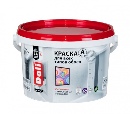 "DALI" краска акриловая для обоев - 2,5л, База А (белый) - КОЛОРЛОН ВТД Новосибирск