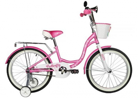 Велосипед NOVATRACK 20", BUTTERFLY, розовый, тормоз ножной, крылья и багажник - КОЛОРЛОН ВТД Новосибирск