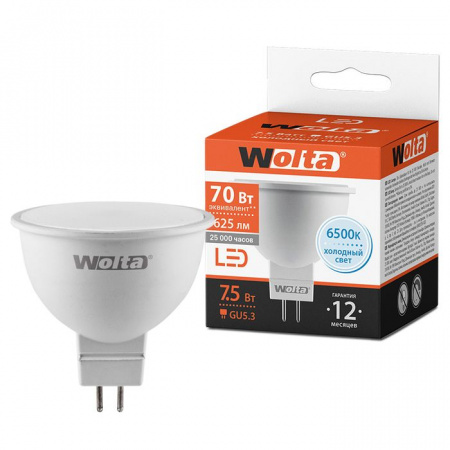 7.5W Led Wolta MR16 GU5.3 6500К Лампа - КОЛОРЛОН ВТД Новосибирск