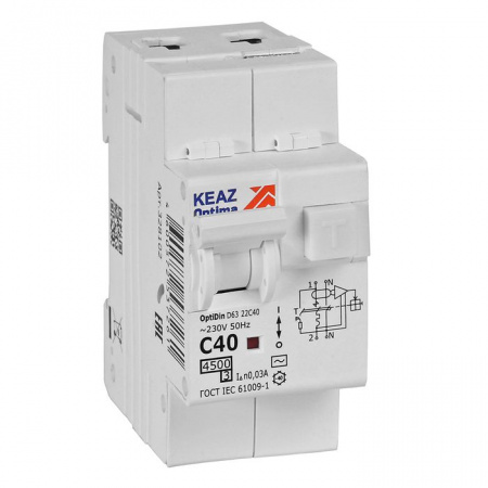 KEAZ OptiDin Диф.автомат 1P+N 40А AC 30мА 328102 - КОЛОРЛОН ВТД Новосибирск