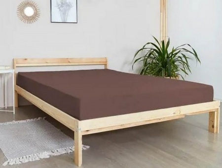 Простыня на резинке 200*200*20 трикотаж (пл.120) (шоколад) - КОЛОРЛОН ВТД Новосибирск