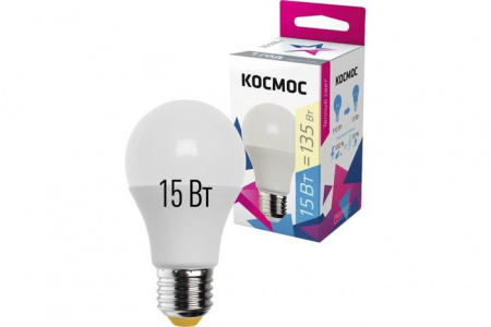 15W 15W Лампа А60 КОСМОС 15W Е27 3000K - КОЛОРЛОН ВТД Новосибирск