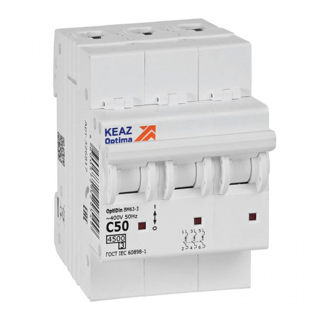 KEAZ 3P C 50А 4.5кА Автомат OptiDin BM63 326817 - КОЛОРЛОН ВТД Новосибирск