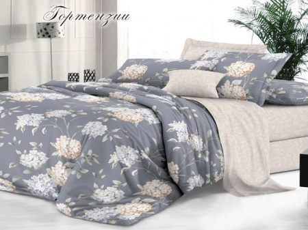 КПБ 2-ный "Макси" "Sateen De Luxe", сатин, Гортензии - КОЛОРЛОН ВТД Новосибирск