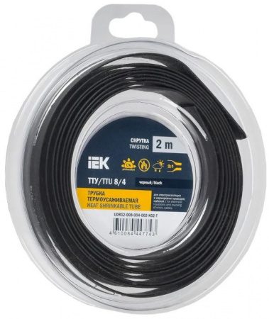 Трубка ТУТ нг-LS 8/4 черная (2м) IEK - КОЛОРЛОН ВТД Новосибирск