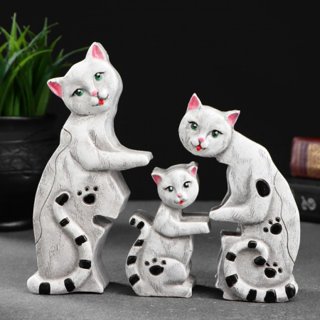 Фигура сборная "Коты семья" белые, 12х13х3,5см 4877896 - КОЛОРЛОН ВТД Новосибирск