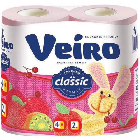 Veiro classic 2сл  4рул  розовая Сладкая вишня Бумага туалетная - КОЛОРЛОН ВТД Новосибирск