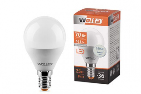 7.5W Led Wolta G45 Е14 6500К - КОЛОРЛОН ВТД Новосибирск