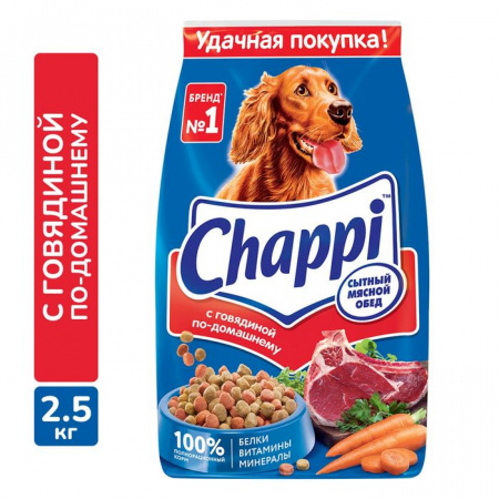 2.5КГ СУХОЙ КОРМ CHAPPI ДЛЯ СОБАК С ГОВЯДИНОЙ  210476 - КОЛОРЛОН ВТД Новосибирск