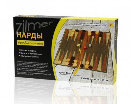 Настольная игра Zilmer "Нарды" (25х15х3,5 см, картон/дерево) ZIL0501-029 - КОЛОРЛОН ВТД Новосибирск