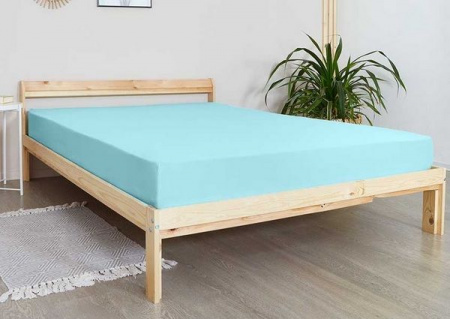 Простыня на резинке 200*200*20 трикотаж (пл.120) (бирюза) - КОЛОРЛОН ВТД Новосибирск