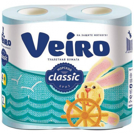 Veiro classic 2сл  4рул  голубая Морской бриз Бумага туалетная - КОЛОРЛОН ВТД Новосибирск