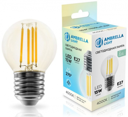 15W Filament 451524 LED G45 15W E27 4000K 220-240V - КОЛОРЛОН ВТД Новосибирск