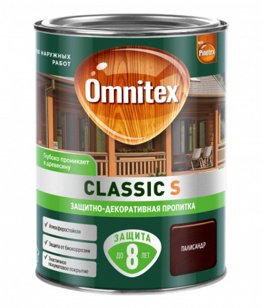 Защитно-декоративная пропитка Omnitex Classic S Палисандр 0,9л - КОЛОРЛОН ВТД Новосибирск