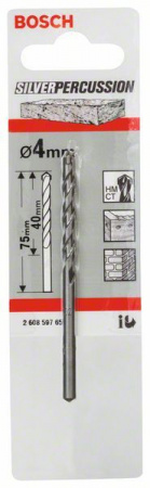 BOSCH ProfessionalСВЕРЛО БЕТОН 4Х75 мм SILVER PERCUSSION 2608597656 - КОЛОРЛОН ВТД Новосибирск