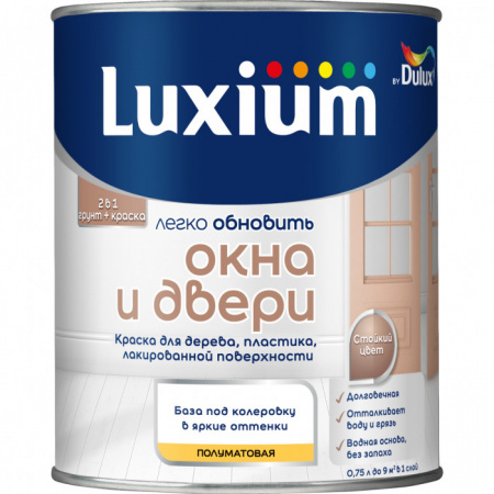 Краска Luxium Окна и Двери п/мт BC 0,75л - КОЛОРЛОН ВТД Новосибирск