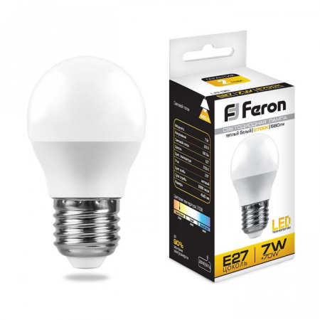 7W Led Feron 25483 LB-95 E27 6400K G45 Лампа - КОЛОРЛОН ВТД Новосибирск