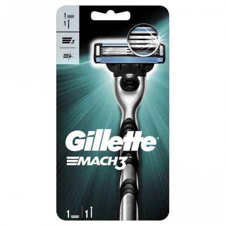 Gillette Mach 3 станок+1 кассета - КОЛОРЛОН ВТД Новосибирск