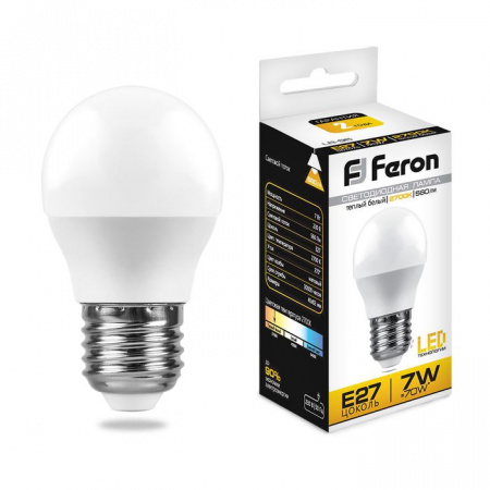 7W Led Feron 25481 LB-95 E27 2700K G45 Лампа - КОЛОРЛОН ВТД Новосибирск