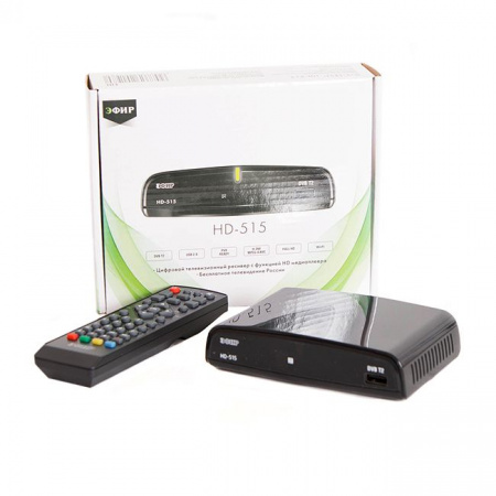 Ресивер эфирный цифровой DVB-T2 HD HD-515 пластик, Эфир - КОЛОРЛОН ВТД Новосибирск