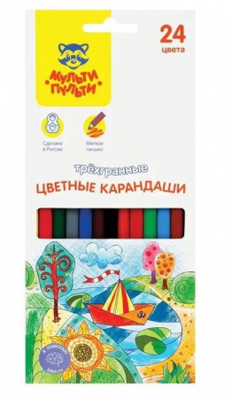 Карандаши цветные Мульти-Пульти "Невероятные приключения", 24цв., трехгран., заточен., картон, ев - КОЛОРЛОН ВТД Новосибирск