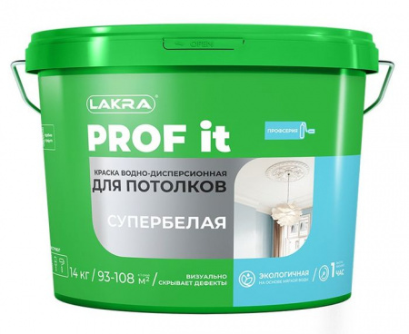 Краска акриловая для потолков Лакра PROF IT супербелая 6 кг - КОЛОРЛОН ВТД Новосибирск