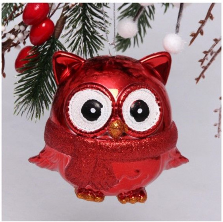 Ёлочная игрушка "Мудрая сова" 10*5*10 см, красный 916-0735 - КОЛОРЛОН ВТД Новосибирск