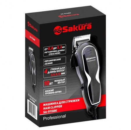 SAKURA Машинка д/стрижки SA-5113BK Prof. черн. - КОЛОРЛОН ВТД Новосибирск