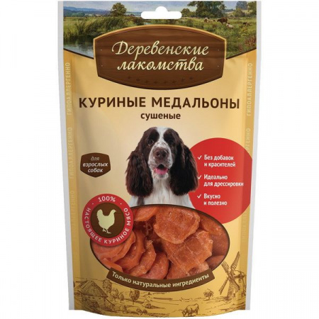 Деревенские лакомства д/соб. Куриные медальоны суш. 90г - КОЛОРЛОН ВТД Новосибирск