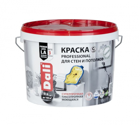"DALI" краска для стен и потолков (PROFESSIONAL) база С - 9л. - КОЛОРЛОН ВТД Новосибирск