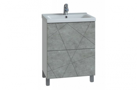 ***Тумба с раковиной Vigo Geometry 600-0-2 бетон (умыв. Фостер-600) - КОЛОРЛОН ВТД Новосибирск