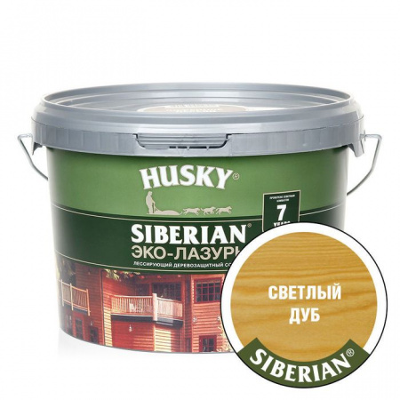 HUSKY SIBERIAN «Эко-Лазурь для дерева» полуматовая светлый дуб (2,5л) - КОЛОРЛОН ВТД Новосибирск