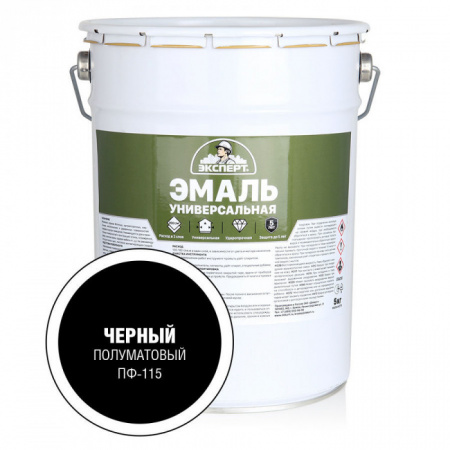 ЭКСПЕРТ Эмаль универсальная алкидная полуматовая Черная (5кг) - КОЛОРЛОН ВТД Новосибирск